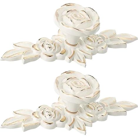 Lntyq – Lot de 2 boutons de meuble vintage en alliage de zinc – Poignées en forme de rose 3D – Vis de montage incluses – Finition dorée