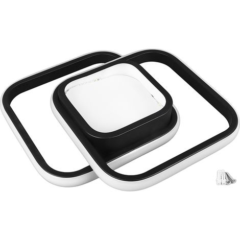 Ortviai Applique LED moderne pour couloir – Plafonnier carré 24 W, blanc froid 6000 K, aluminium noir, 37 x 28 cm (1/5)