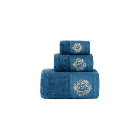 Serviettes de bain, serviettes de bain de luxe pour hôtels et spas, serviettes de toilette brodées, grandes serviettes de bain (bleu paon), (1/5)