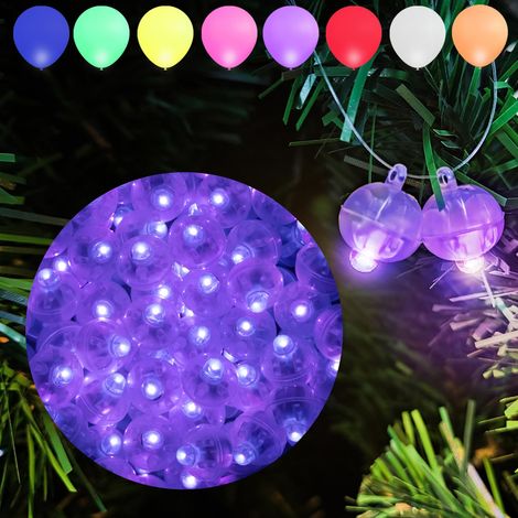 Lot de 100 guirlandes lumineuses violettes pour ballons avec crochet, longue autonomie, mini-guirlandes étanches pour décoration (lumière fixe) - Idéales pour anniversaires, mariages, Noël, Halloween (1/5)