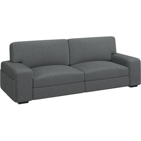 Yaheetech Divano a 2 Posti in Velluto Divanetto Imbottito con Braccioli e Schienale Sofa con Tasche Portaoggetti Laterali per Salotto Soggiorno 212 × 81 × 83 cm Grigio Scuro (1/5)