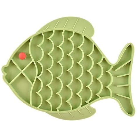 BUNTHAUS Bol en silicone anti-gluant pour chiens et chats - Slow Feed Fish Green (1/5)