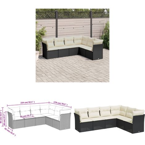 Salon de jardin 6 pcs avec coussins noir résine tressée - Salon De Jardin - Canapé Extérieur - Meuble De Jardin - Ensemble Salon De Jardin - Mobilier De Jardin - Home & Living (1/3)