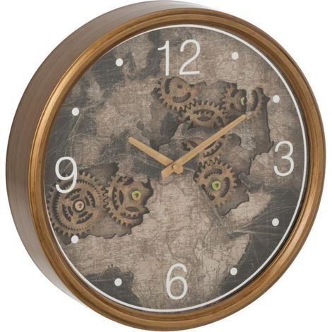 Horloge Murale "Carte Europe" 39cm Or (1/3)