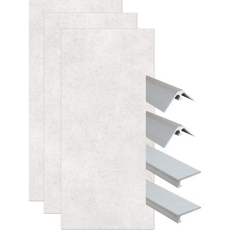 ONDEE ZEN - Pack montage 3 panneaux muraux en niche - Terrazzo 120 cm - profilés chromés