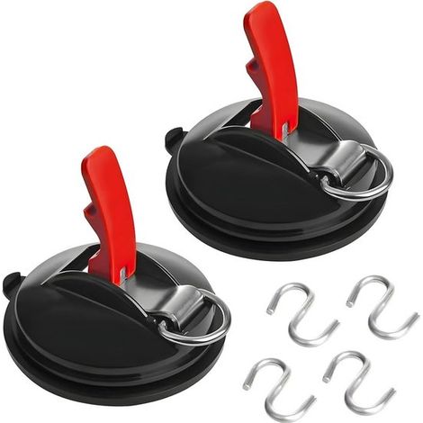 2 ganci a ventosa per auto, ganci multifunzionali con 4 ganci a S per campeggio e tende, per accessori e organizzazione dell'auto (1/5)