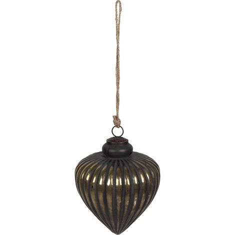 Boule de Noël en Verre Noir Décoration pour Sapin de Noël Ø 14 x 13 cm - PANGIVO
