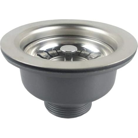 Bonde d'évier, acier inoxydable, 110 mm (1/2 pouce), argent (1/5)