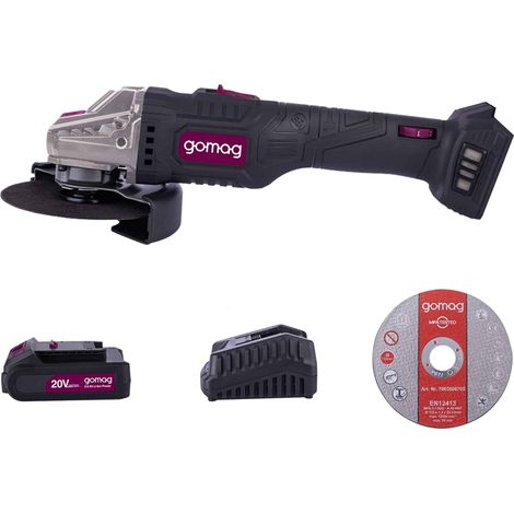 Gomag Akku Winkelschleifer GO-WS125 20V Ø125mm Starterkit Trennscheiben Set (1/5)