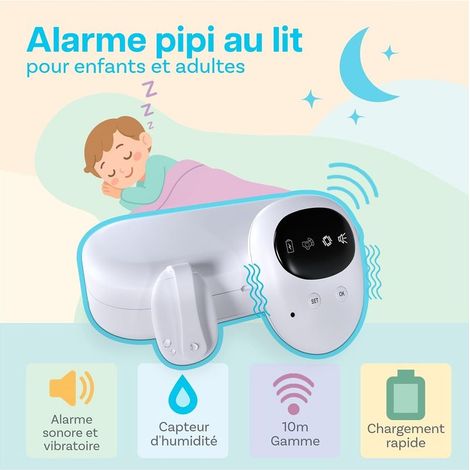 Kabelloser Bettnässer-Alarm – Wiederaufladbarer Bettnässer-Alarm mit Ton und Vibration für Kinder und Erwachsene – Töpfchentraining-Detektor – Kabelloser Bettnässer-Alarm (1/5)