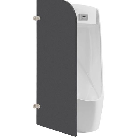 HAUTOUR Séparateur de Toilettes pour Urinoir Mural Moderne Noir à Angles Arrondis, en Stratifié Compact Phénolique Haute Densité et Acier Inoxydable 304, pour Hôtel Cinéma Centre Commercial Bar Restau (1/5)