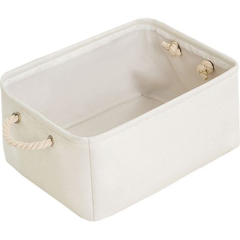 Panier De Rangement - En Lin Naturel Avec Doublure Intérieure - Poignée En Corde - Pliable Et Léger - Pour Jouets, Vêtements, Articles Ménagers - 1 Pièce (1/5)