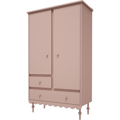 Armoire 2 portes 2 tiroirs en MDF stratifié – Bois de hêtre – Système de fermeture silencieuse – Dimensions 104x50x183 cm
