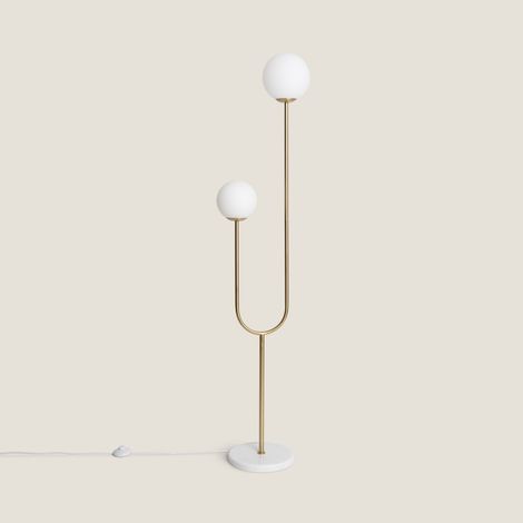 Lampada da Terra Metallo e Vetro Moonlight Brass 2 Luci Oro (1/5)
