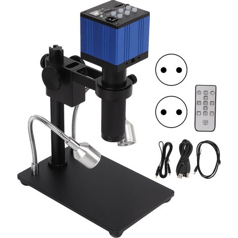 Kit caméra microscope industriel 37MP, sortie USB 2K HD, objectif C-Mount 150X, réparation PCB, prise UE 100-240V (1/5)