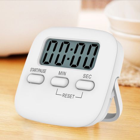 Timer da cucina digitale portatile con allarme magnetico e display LCD, ideale per studiare, cucinare, giocare o lavorare.