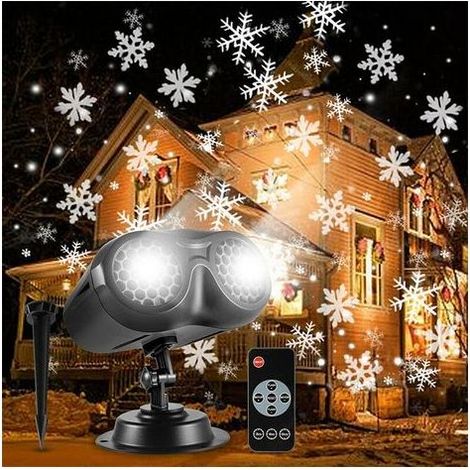 Projecteur Noël extérieur LED flocon neige avec télécommande 9W IP65 50㎡ (1/5)