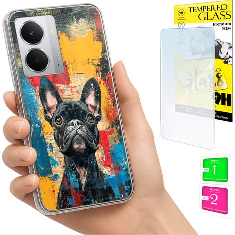 Funda para Realme 14 5G / 14T 5G con foto, cubierta trasera con diseño de perro y cristal 9H. (1/5)