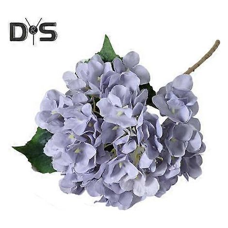 Hortensia artificiel avec tige à feuilles vertes, fleur artificielle réaliste, centre de table pour mariage, maison ou bureau, composition florale. Branche de fleurs artificielles.gris (1/5)