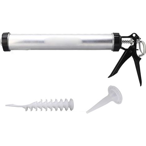 Silicone Caulking Gun, 600ml Aluminum Caulking Gun, Sturdy and Easy to Use, Large Capacity, Versatile Application, 10 Nozzles Included, with 10 Nozzles (1/5)