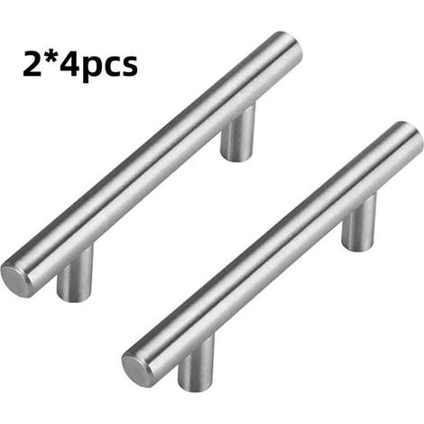 Lot de 8 poignées de porte en acier inoxydable (220 x 10 x 32 mm), poignées de tiroir pour meubles de cuisine, entraxe 160 mm (1/4)