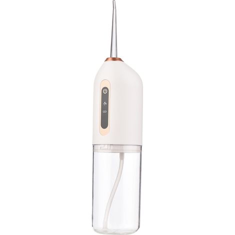 Tragbares Mundduschegerät, kabellos, wiederaufladbar, wasserdicht, mit 3 Modi und Strahldüse. 230 ml Wassertank.