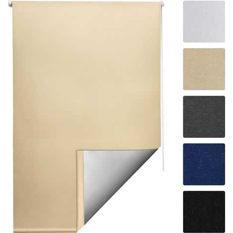 Sol Royal SolReflect T42 Tenda a Rullo termoisolante Oscurante + Ganci per Il Telaio Crema, 160x90x3.1 cm