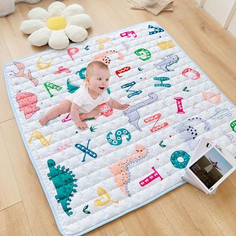 Tapis de jeu bébé antidérapant 150 x 180 cm – Tapis épais en microfibre – Dessous silicone pour sécurité – Lavable en machine (1/4)