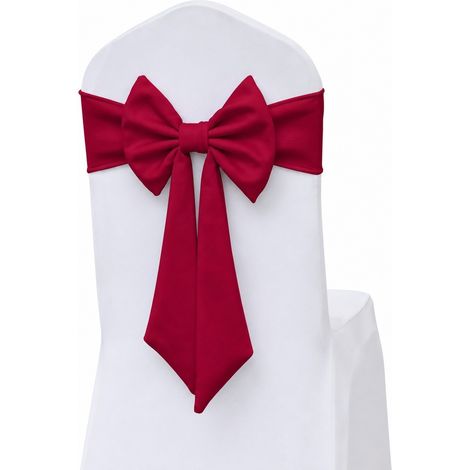 Nœuds de chaise de Noël, housses de chaise en polyester et élasthanne, décorations de fêtes de mariage rouges (1/5)