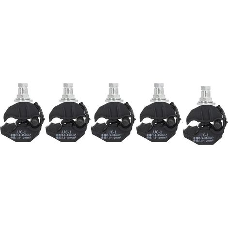 Connecteur Perçage Isolation - 5 Pièces - Cuivre Étaminé et Plastique Ignifuge - Dérivation Sans Dénudage 1KV - Éclairage Public et Industriel - Noir (1/5)