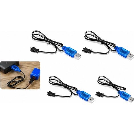 Lot de 4 3.7V USB Chargeur SM avec Câble de Recharge et Indicateur LED, Chargeur Batterie 3.7v, Chargeur Voiture Télécommandée pour Batterie RC, Drone, Hélicoptère et Modèles Réduits Compatibles (1/5)
