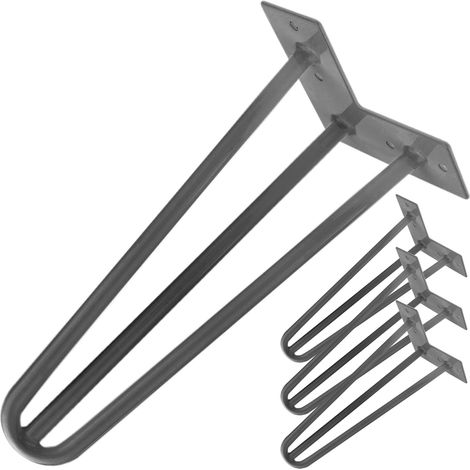 PrimeMatik - Pies para mesa y mueble Patas en acero 3 varillas 41 cm 4-pack