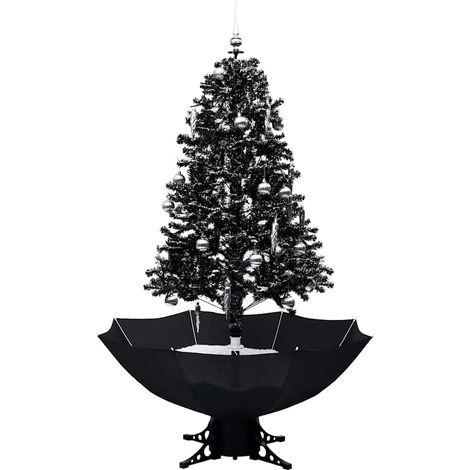 vidaXL Schneeweihnachtsbaum mit Regenschirmbasis Schwarz 170 cm PVC