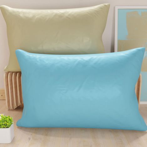 Lot de 2 Taies d'oreiller de Lit 80x40 cm, Housses de Coussin Unies Double Face Taupe et Bleu Ciel, Taie Oreiller 100% Microfibre