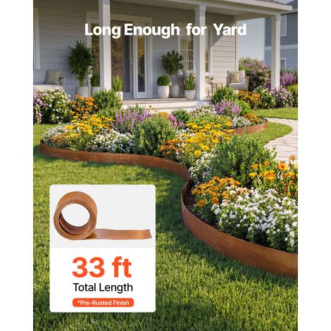 Bordure de Jardin Métal 10 m x 14 cm Bordure de Pelouse Acier au (1/5)