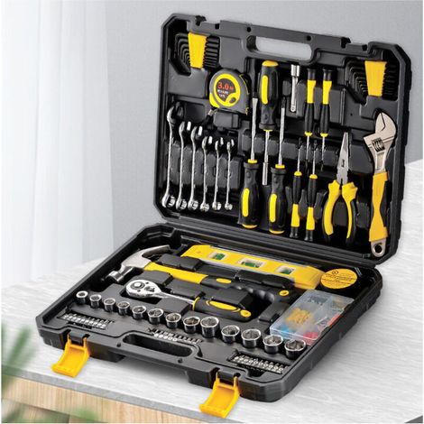 Mallette à outils 108 pièces Acier haute qualité Cliquet 72 dents Boîtier de rangement robuste pour réparations à domicile - 108pcs (1/4)