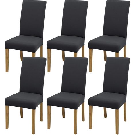 Dehnbare Stuhlbezüge 6er Set Dunkelgrau für Esszimmer, Küche, Party (1/5)