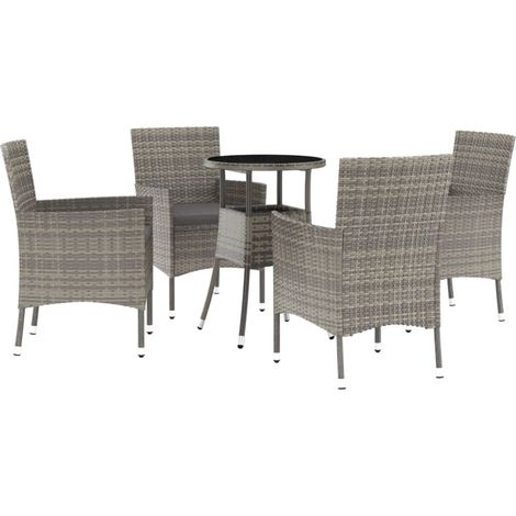 Maison Exclusive - 5-tlg. Garten-Bistro-Set mit Kissen Grau Poly (1/5)