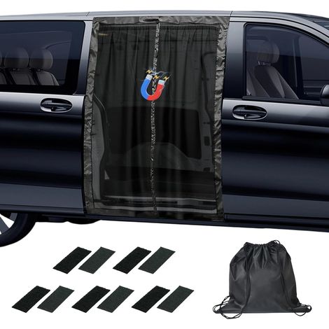 Moustiquaires magnétiques pour fourgonnettes porte latérale, moustiquaire pour fourgonnette pour Vito, Ford Transit Custom, Opel/Vauxhall Vivaro protection solaire pour voiture (150x110cm) (1/5)
