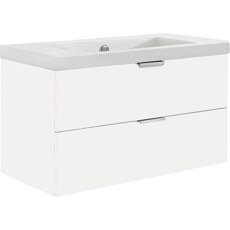 Meuble sous- vasque + vasque en céramique EPIL blanc mat 2 tiroirs 710x550x510mm (1/3)