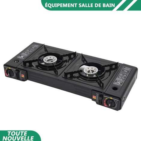 WAOBDLA 2-brûleurs gaz alimenté poêle de camping poêle de camping portable avec plateau de cuisson et boîtier portable (1/5)