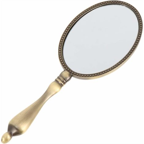 Miroir à Main avec Poignée Miroir en Métal Vintage Miroir de Maquillage Compact pour Maquillage de Maquillage (1/5)