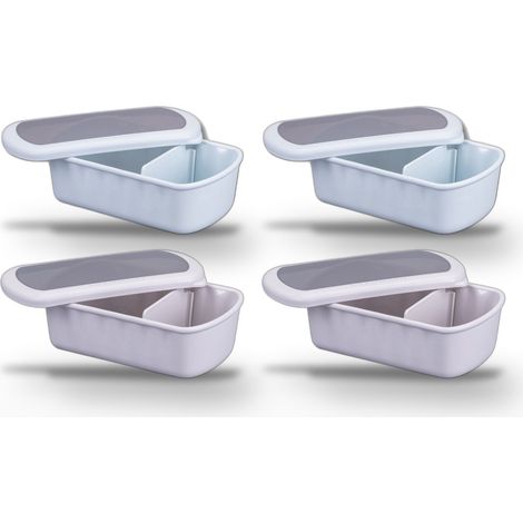 Lot de 4 Lunchbox Fackelmann Storage 1L Bleu et Beige à compartiment réglable sans BPA (1/5)