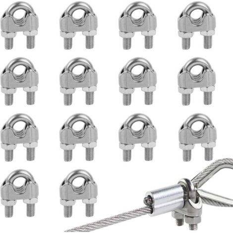 Lot de 14 Serre-câbles étrie en Acier Inoxydable, Serre Cable Acier 6mm Serre Cable Inox 6mm pour Câble Métallique de 6mm Diamètre M6