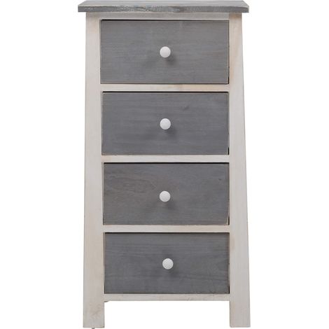 Rebecca Mobili Kommode Schrank 4 Schubladen Holz Grau Wieb Shabby 73x37x27 (1/5)