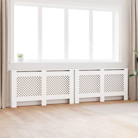 vidaXL Cubiertas para radiador 2 unidades MDF blanco 152x19x81,5 cm (1/5)