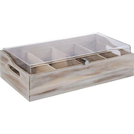 Range-couverts (H)130 x (L)510 x (P)280 mm, en acacia gris vintage (1/3)