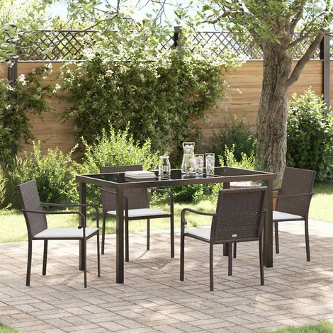 Garten Essgruppe 5 pcs Braun und Schwarz PE-Rattan (1/5)
