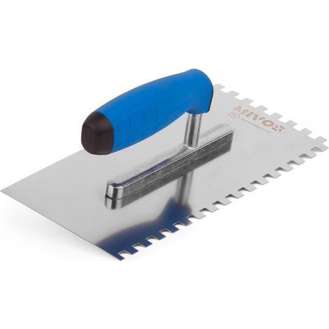 Stainless Steel Trowel, 8x8 mm Square Teeth, Bi-Component Handle, Smoothing Tool, Wall and Floor (1/5)