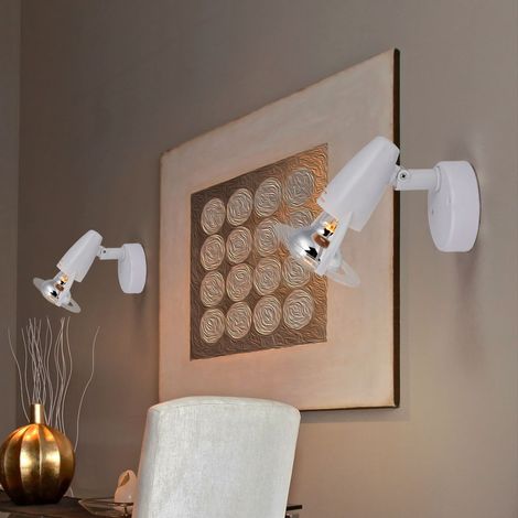 Lampada da parete lampada da soggiorno lampada da camera da letto lampada da parete lampada da corridoio, plastica bianca, 1x faretto mobile E14, H 12 cm, set da 2
